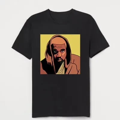 A vibrant T-shirt by Kanye West featuring a yellow art poster design. The shirt showcases an artistic and eye-catching poster theme in yellow tones, creating a bold and stylish piece.